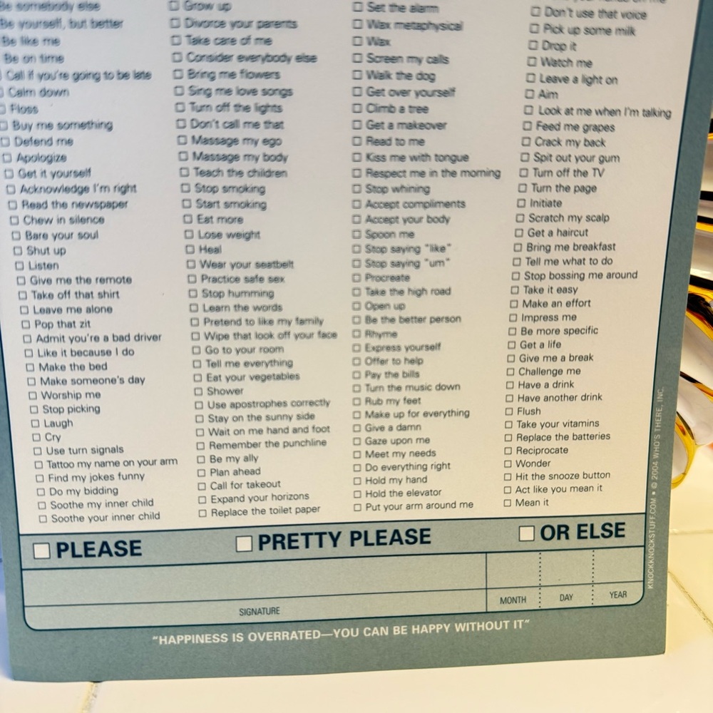 Fun Checklist Notepads- Things You Must Do To Make Me Happy & Sweet Talk - Picture 4 of 6